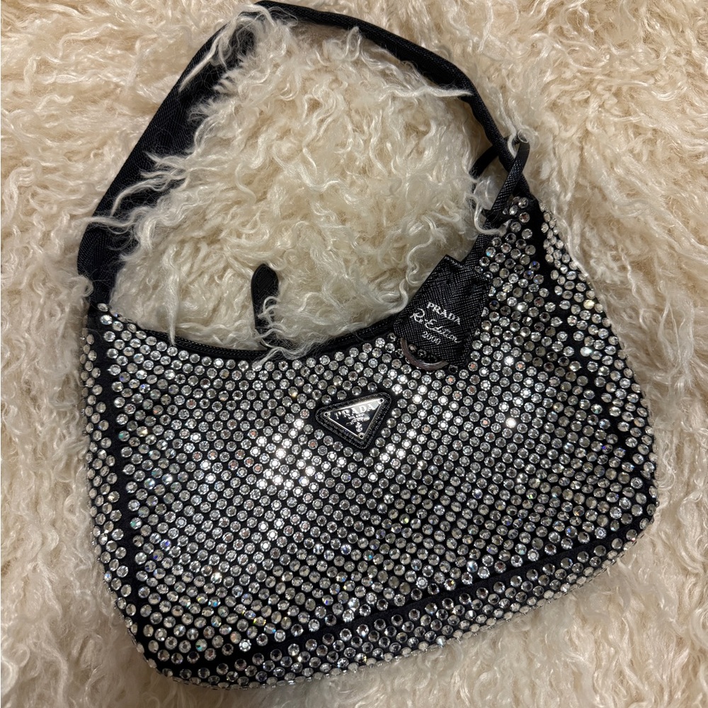 Prada Re-Edition mini satin bag with crystals
